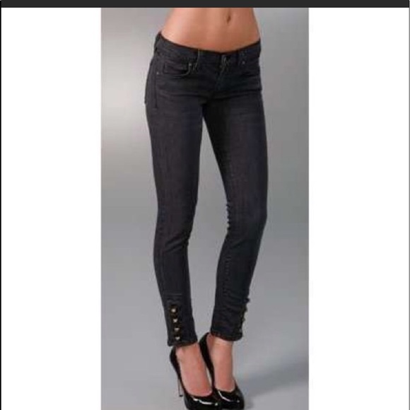 Anlo Denim - Anlo Low-rise Black Skinny Studded Jeans Size 25